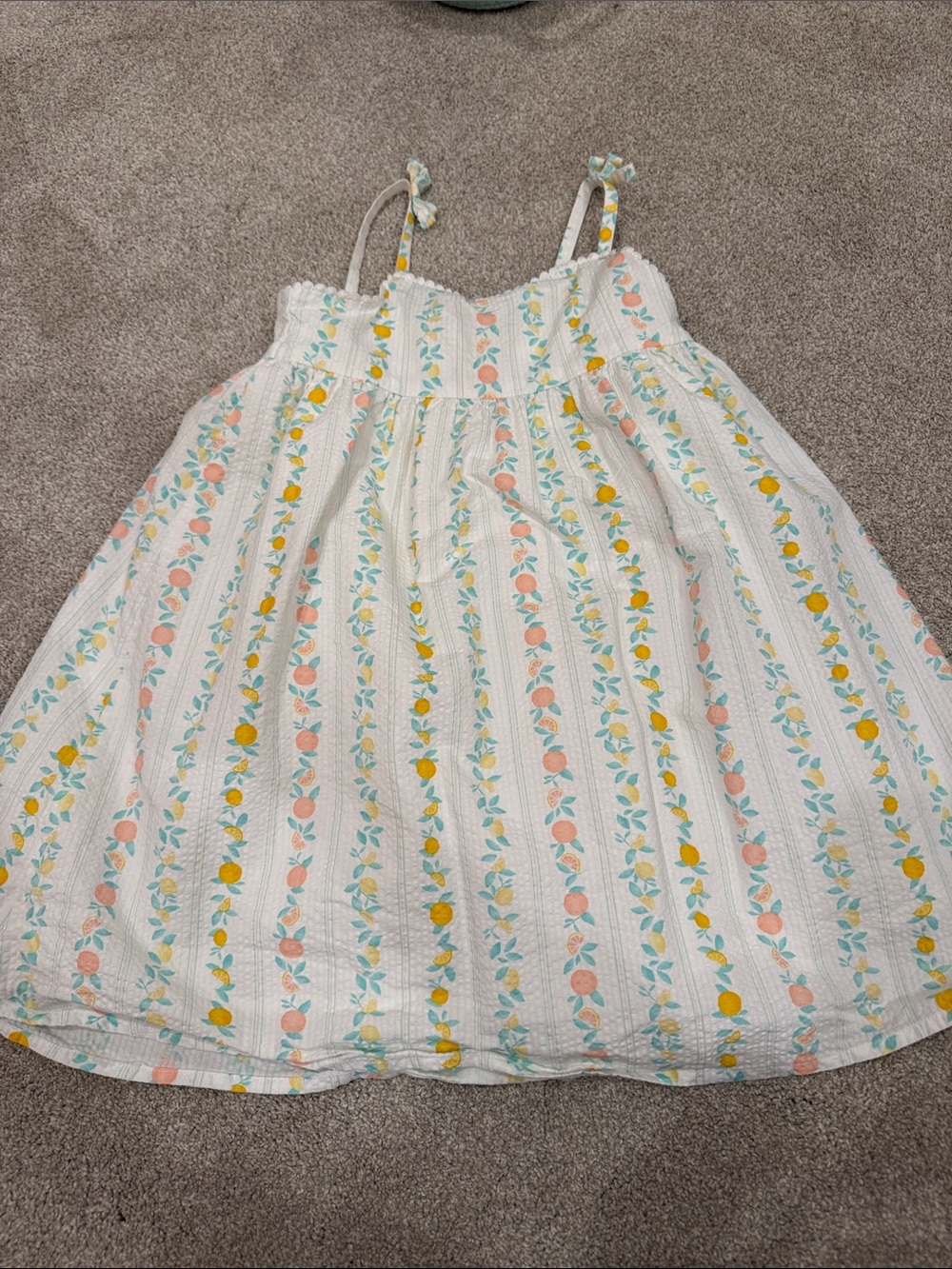 Janie and Jack White Dress with Yellow and Pink Fruit Print